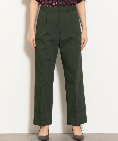 green label relaxing(グリーンレーベルリラクシング)の「SC ワイドカフ セミワイド チノパンツ ◆(チノパンツ・レディース・ベージュ/ダークグリーン・38/36)」の9枚目の写真