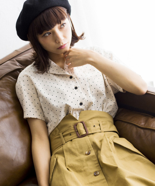 WEGO(ウィゴー)の「WEGO/開襟クロップドシャツ(シャツ/ブラウス・レディース・ベージュ/マスタード/ピンク/ブラック/ドット/その他・FREE)」の6枚目の写真