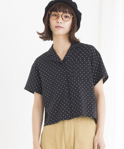 WEGO(ウィゴー)の「WEGO/開襟クロップドシャツ(シャツ/ブラウス・レディース・ベージュ/マスタード/ピンク/ブラック/ドット/その他・FREE)」の5枚目の写真