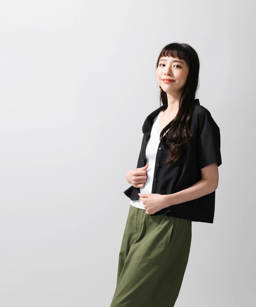 WEGO(ウィゴー)の「WEGO/開襟クロップドシャツ(シャツ/ブラウス・レディース・ベージュ/マスタード/ピンク/ブラック/ドット/その他・FREE)」の12枚目の写真