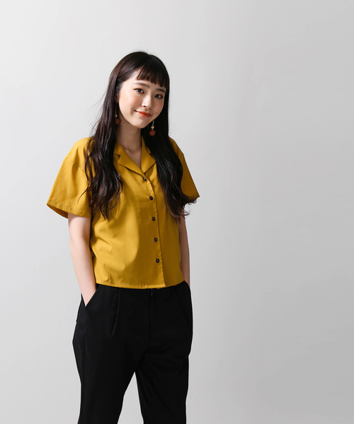 WEGO(ウィゴー)の「WEGO/開襟クロップドシャツ(シャツ/ブラウス・レディース・ベージュ/マスタード/ピンク/ブラック/ドット/その他・FREE)」の13枚目の写真