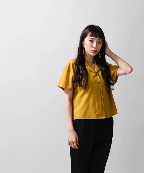 WEGO(ウィゴー)の「WEGO/開襟クロップドシャツ(シャツ/ブラウス・レディース・ベージュ/マスタード/ピンク/ブラック/ドット/その他・FREE)」の14枚目の写真