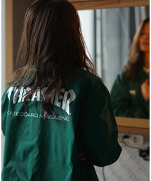 MAG LOGO COACH JACKET/スラッシャーユニセックスナイロンバックプリントコーチジャケット