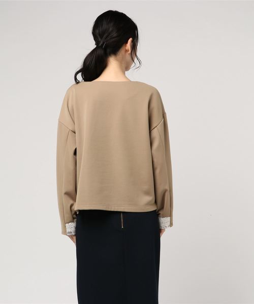 INTERPLANET（インタープラネット）の「【Titilate Valet】アラベスク柄チェックジャガードパッチワークプルオーバー（Tシャツ/カットソー・レディース・チャコールグレー/オフホワイト・FREE）」の3枚目の写真