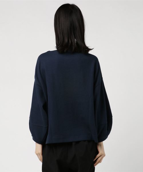 POU DOU DOU（プードゥドゥ）の「ワッフルランタンスリーブトップス（Tシャツ/カットソー・レディース・ネイビー/ピンク/グリーン/アイボリー・3）」の12枚目の写真