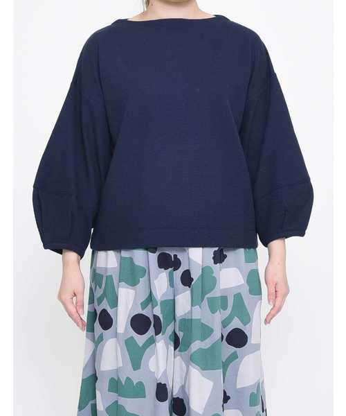 POU DOU DOU（プードゥドゥ）の「ワッフルランタンスリーブトップス（Tシャツ/カットソー・レディース・ネイビー/ピンク/グリーン/アイボリー・3）」の11枚目の写真