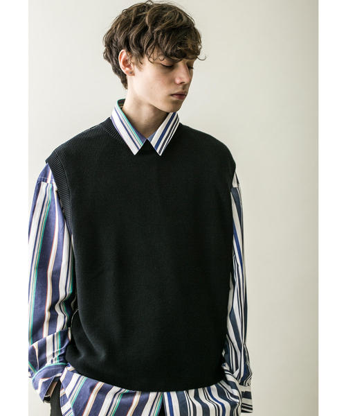 MONKEY TIME(モンキータイム)の「<monkey time> COTTON AZE CROPPED VEST/クロップドベスト(ベスト・メンズ・ブラック/コバルトブルー・MEDIUM/LARGE)」の4枚目の写真