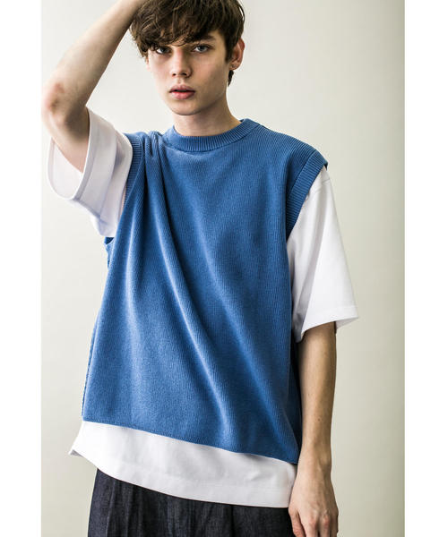 MONKEY TIME(モンキータイム)の「<monkey time> COTTON AZE CROPPED VEST/クロップドベスト(ベスト・メンズ・ブラック/コバルトブルー・MEDIUM/LARGE)」の5枚目の写真