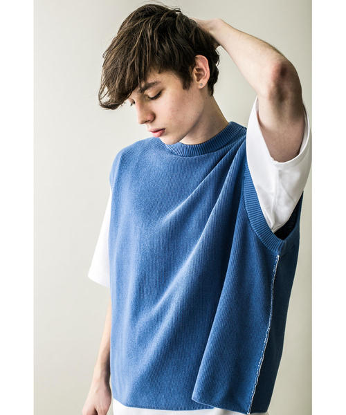 MONKEY TIME(モンキータイム)の「<monkey time> COTTON AZE CROPPED VEST/クロップドベスト(ベスト・メンズ・ブラック/コバルトブルー・MEDIUM/LARGE)」の6枚目の写真