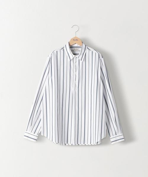 Steven Alan(スティーブンアラン)の「<Steven Alan> T/C STRIPE PULLOVER REGULAR COLLAR SHIRT-BOLD/シャツ(シャツ/ブラウス・メンズ・オフホワイト/ベージュ・SMALL/MEDIUM/X-LARGE/LARGE)」の2枚目の写真
