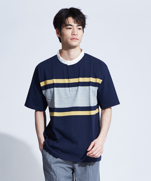 ABAHOUSE(アバハウス)の「【WEB別注】バンドカラーラガーシャツ(Tシャツ/カットソー・メンズ・ホワイト/ブラック/ネイビー・46/48/44)」の3枚目の写真