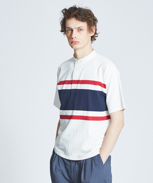 ABAHOUSE(アバハウス)の「【WEB別注】バンドカラーラガーシャツ(Tシャツ/カットソー・メンズ・ホワイト/ブラック/ネイビー・46/48/44)」の1枚目の写真