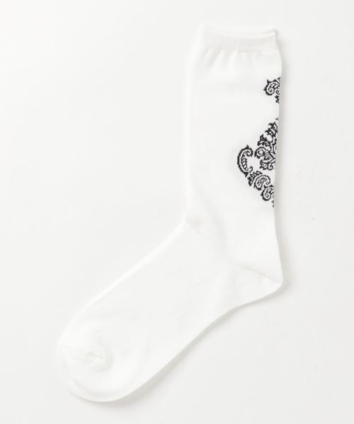 HARUSAKU（ハルサク）の「HARUSAKU:Damask Back Pattern Socks:ハルサク　ダマスクバックパターン ソックス（ソックス/靴下・メンズ・オフホワイト・M/L）」の5枚目の写真
