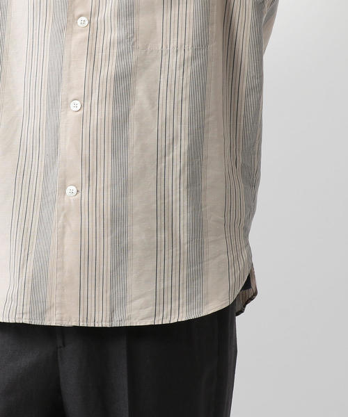 Steven Alan(スティーブンアラン)の「<Steven Alan> C/L STRIPE OPEN COLLAR SHIRT-DROP/シャツ(シャツ/ブラウス・メンズ・ベージュ/ライトグレー・LARGE/X-LARGE/MEDIUM/SMALL)」の6枚目の写真