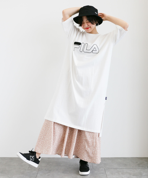 セール】FILAロゴTシャツワンピース 〇＊（ワンピース）｜FILA