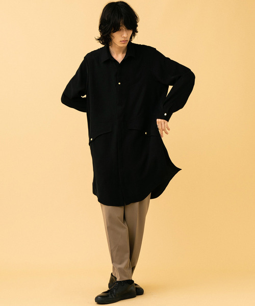STUDIOUS(ステュディオス)の「【STUDIOUS】ドレープサテンロングシャツコート(シャツ/ブラウス・メンズ・ブラック/グリーン/キャメル・1/2/3)」の19枚目の写真