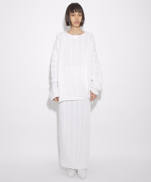 i(アイ)の「立体ラインニットタイトSK(スカート・レディース・ホワイト/ブラック・FREE)」の1枚目の写真