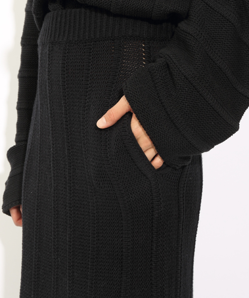 i(アイ)の「立体ラインニットタイトSK(スカート・レディース・ホワイト/ブラック・FREE)」の5枚目の写真