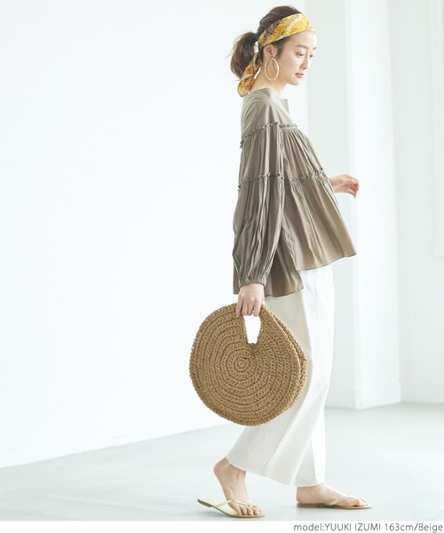 coca（coca）（コカ）の「コンチョ付きサークルかごバッグ（かごバッグ・レディース・ベージュ・ONE SIZE）」の8枚目の写真