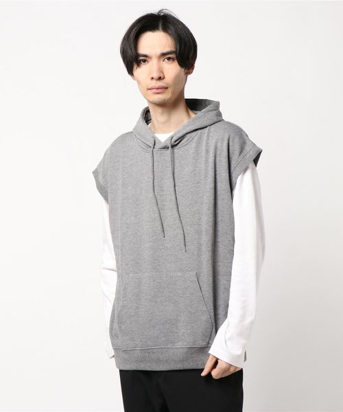 STYLEBLOCK（スタイルブロック）の「裏毛ビッグシルエットパーカーベスト（ベスト・メンズ・ホワイト/杢グレー/ブラック・M/L/LL）」の3枚目の写真