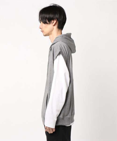 STYLEBLOCK（スタイルブロック）の「裏毛ビッグシルエットパーカーベスト（ベスト・メンズ・ホワイト/杢グレー/ブラック・M/L/LL）」の4枚目の写真