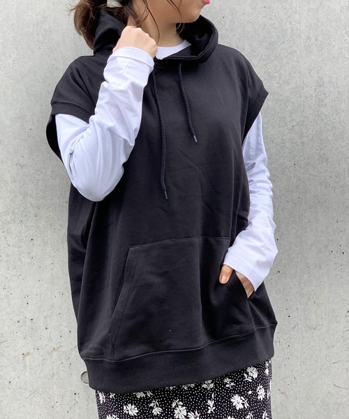 STYLEBLOCK（スタイルブロック）の「裏毛ビッグシルエットパーカーベスト（ベスト・メンズ・ホワイト/杢グレー/ブラック・M/L/LL）」の2枚目の写真