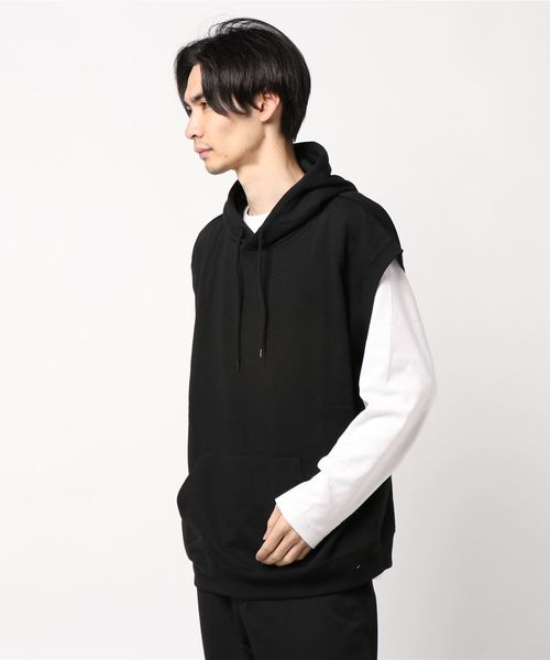 STYLEBLOCK（スタイルブロック）の「裏毛ビッグシルエットパーカーベスト（ベスト・メンズ・ホワイト/杢グレー/ブラック・M/L/LL）」の7枚目の写真