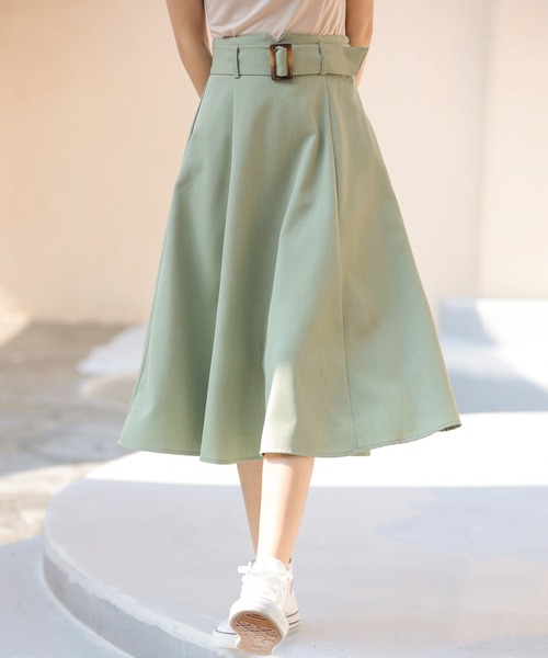 セール べっ甲柄のバックルベルト付ミモレ丈フレアスカート スカート Saison De Papillon セゾンドパピヨン のファッション通販 Zozotown