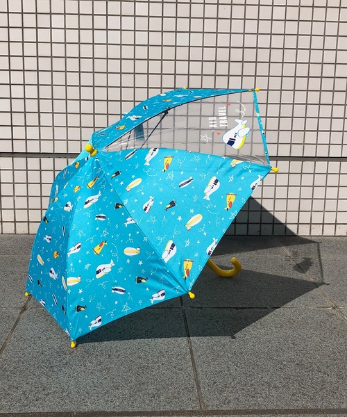 COMMON WARE(コモンウェアー)の「NT:エアトラベル キッズアンブレラ 飛行機柄 子供用傘(長傘・キッズ・ネイビー/サックスブルー・FREE)」の2枚目の写真