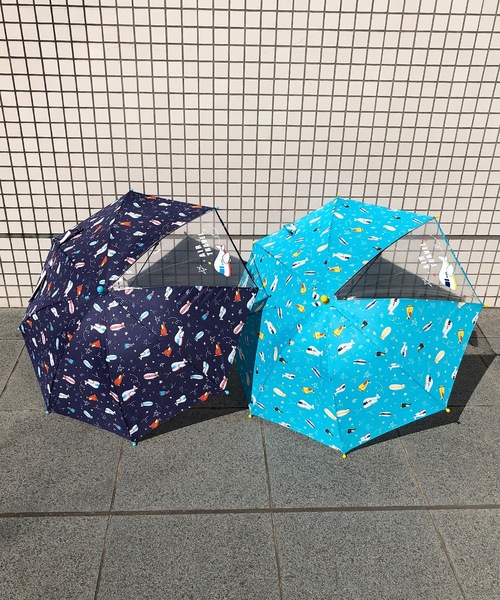 COMMON WARE(コモンウェアー)の「NT:エアトラベル キッズアンブレラ 飛行機柄 子供用傘(長傘・キッズ・ネイビー/サックスブルー・FREE)」の4枚目の写真