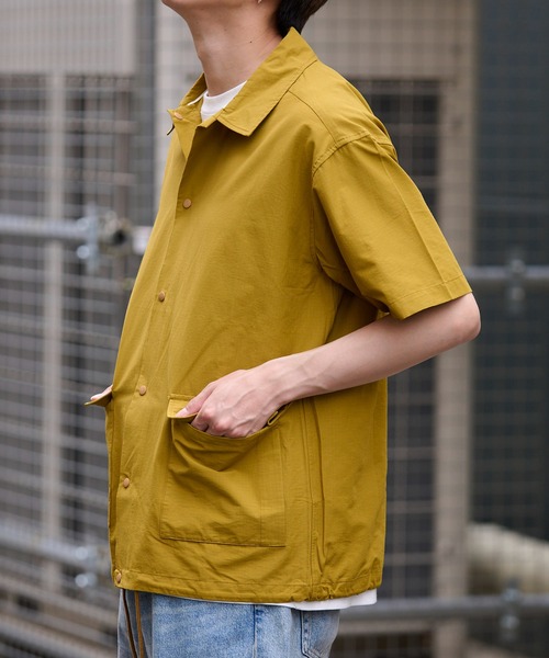 BIG MIKE(ビッグマイク)の「BIG MIKE SHORT SLEEVE RIPSTOP COACH JACKET (ビッグマイク 半袖リップストップコーチジャケット)(シャツ/ブラウス・メンズ・イエロー/グリーン/ブラック・M/L/XL)」の20枚目の写真