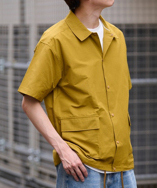 BIG MIKE(ビッグマイク)の「BIG MIKE SHORT SLEEVE RIPSTOP COACH JACKET (ビッグマイク 半袖リップストップコーチジャケット)(シャツ/ブラウス・メンズ・イエロー/グリーン/ブラック・M/L/XL)」の22枚目の写真