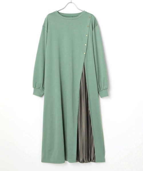 Bou Jeloud（ブージュルード）の「サイドスリットボタン付き長袖ワンピース（ワンピース・レディース・チャコールグレー/ブラック/グリーン/A/B/C/D・38/TALL）」の11枚目の写真