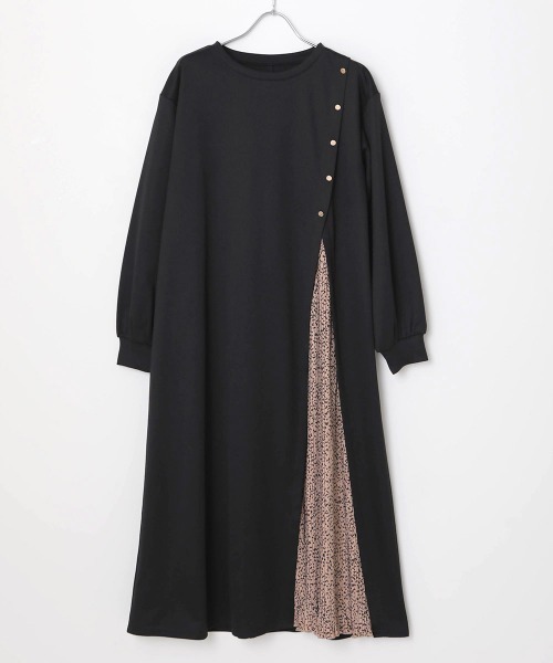 Bou Jeloud（ブージュルード）の「サイドスリットボタン付き長袖ワンピース（ワンピース・レディース・チャコールグレー/ブラック/グリーン/A/B/C/D・38/TALL）」の10枚目の写真