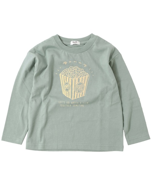 S&H（エスアンドエイチ）の「天竺・ドロップショルダープリント長袖Tシャツ（Tシャツ/カットソー・キッズ・オートミール/ブルー/ブラウン/オフホワイト/ダークグリーン/ベージュ/カーキ/グレー/グリーン/キャメル/ホワイト/サックスブルー/キナリ/パープル/アイボリー/チャコールグレー/インディゴブルー/レッド/ワインレッド/ネイビー・100cm/110cm/120cm/130cm/140cm/150cm）」の12枚目の写真