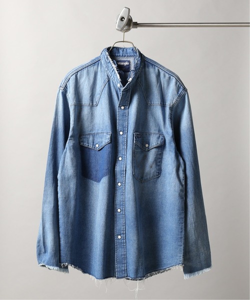 Wrangler ラングラー クラッシュデニム ウエスタンシャツ シャツ トップス ブラウス Wrangler ラングラー のファッション