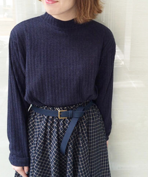 Kastane(カスタネ)の「【Kastane】ハイネックリブプルオーバー(Tシャツ/カットソー・レディース・アイボリー/グレー/ボルドー/ネイビー・FREE)」の1枚目の写真