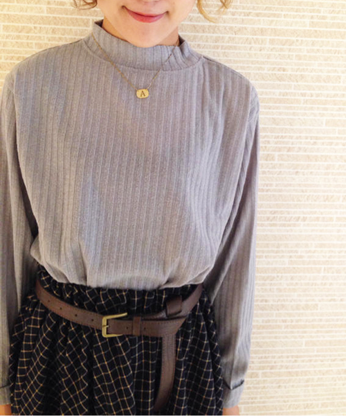 Kastane(カスタネ)の「【Kastane】ハイネックリブプルオーバー(Tシャツ/カットソー・レディース・アイボリー/グレー/ボルドー/ネイビー・FREE)」の3枚目の写真