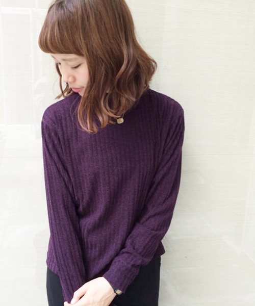 Kastane(カスタネ)の「【Kastane】ハイネックリブプルオーバー(Tシャツ/カットソー・レディース・アイボリー/グレー/ボルドー/ネイビー・FREE)」の4枚目の写真