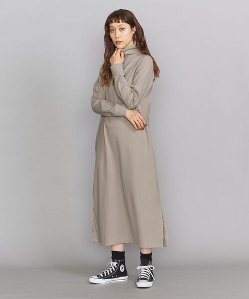 BEAUTY&YOUTH UNITED ARROWS(ビューティーアンドユースユナイテッドアローズ)の「BY テレコIラインタートルネックロングスリーブワンピース2 ◆(ワンピース・レディース・ブラック/ライラック/ベージュ・FREE)」の3枚目の写真