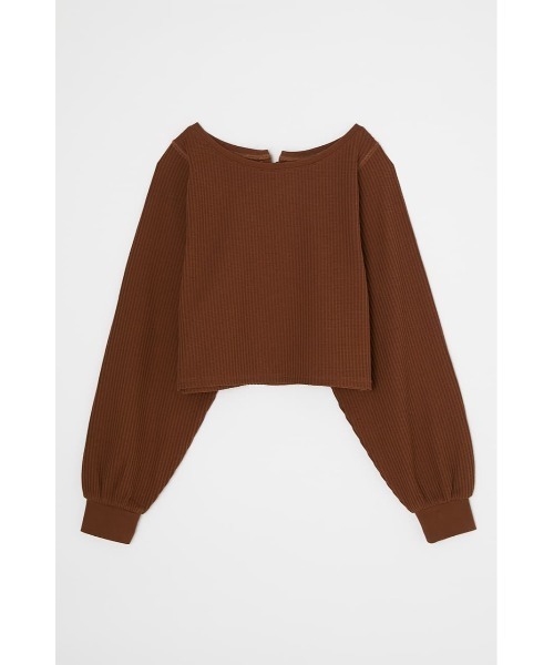 MOUSSY(マウジー)の「BACK LACE UP CROPPED トップス(Tシャツ/カットソー・レディース・アイボリー/ブラウン/カーキ/パープル・FREE)」の1枚目の写真