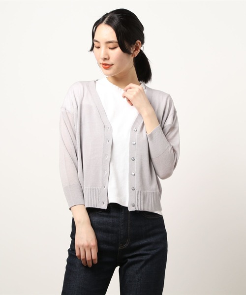 Bou Jeloud（ブージュルード）の「【速乾】グラデーションシアーカーディガン（カーディガン/ボレロ・レディース・ホワイト/ライトグレー/ブラック/グリーン・FREE）」の4枚目の写真