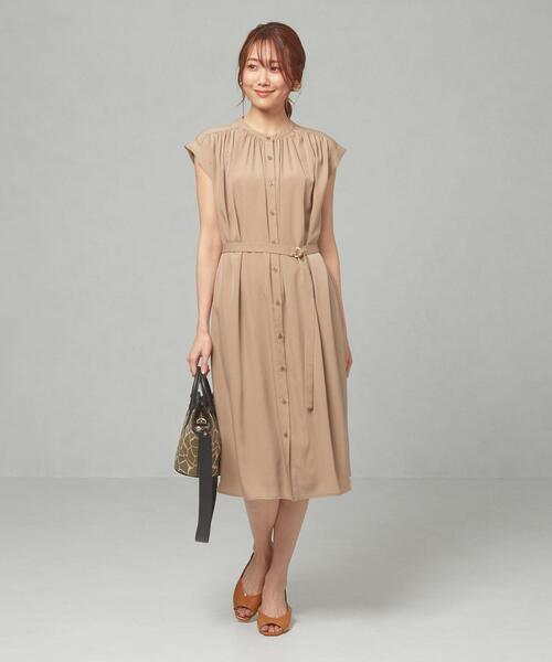 closet story（クローゼットストーリー）の「＜closet story＞□スタンド ギャザー BLT ワンピース -手洗い可能-（ワンピース・レディース・ベージュ/ロイヤルブルー・FREE）」の2枚目の写真