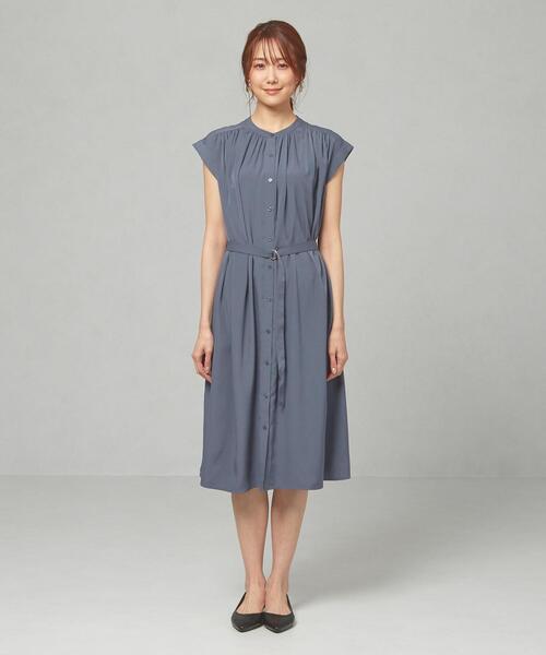 closet story（クローゼットストーリー）の「＜closet story＞□スタンド ギャザー BLT ワンピース -手洗い可能-（ワンピース・レディース・ベージュ/ロイヤルブルー・FREE）」の3枚目の写真