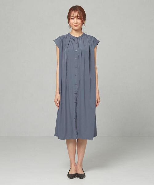 closet story（クローゼットストーリー）の「＜closet story＞□スタンド ギャザー BLT ワンピース -手洗い可能-（ワンピース・レディース・ベージュ/ロイヤルブルー・FREE）」の12枚目の写真