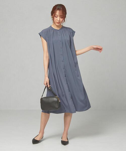 closet story（クローゼットストーリー）の「＜closet story＞□スタンド ギャザー BLT ワンピース -手洗い可能-（ワンピース・レディース・ベージュ/ロイヤルブルー・FREE）」の13枚目の写真