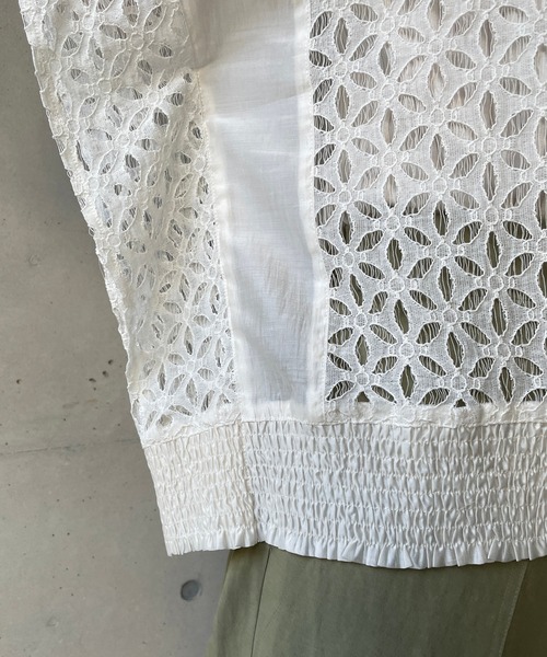 CAPRICIEUX LE'MAGE（カプリシューレマージュ）の「パッチワークレースポンチョブラウス（シャツ/ブラウス・レディース・ブラック/オフホワイト・FREE）」の13枚目の写真