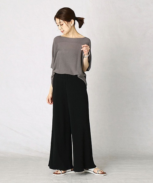 Comme　Ca　Mature（コムサマチュア）の「ジャージーテレコ　ワイドパンツ（その他パンツ・レディース・ブラック/アイボリー/ブラウン・MEDIUM/LARGE）」の7枚目の写真