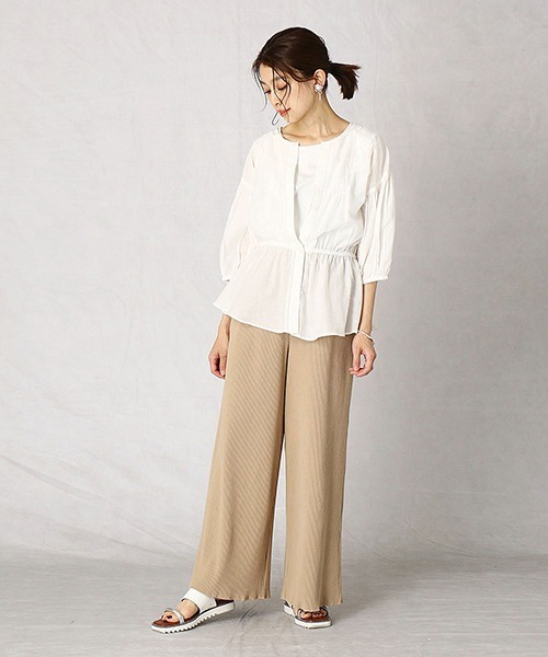 Comme　Ca　Mature（コムサマチュア）の「ジャージーテレコ　ワイドパンツ（その他パンツ・レディース・ブラック/アイボリー/ブラウン・MEDIUM/LARGE）」の11枚目の写真