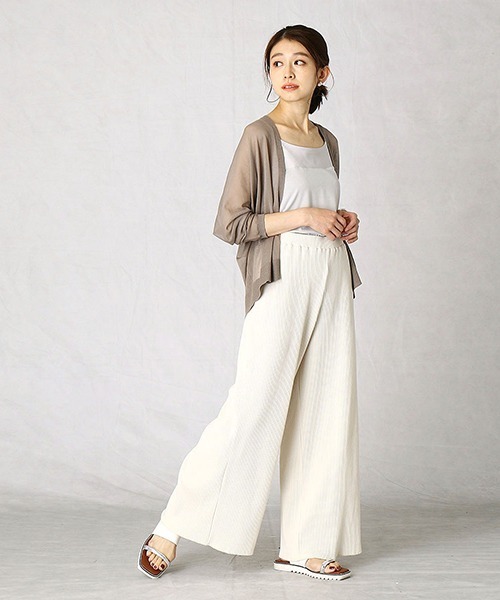 Comme　Ca　Mature（コムサマチュア）の「ジャージーテレコ　ワイドパンツ（その他パンツ・レディース・ブラック/アイボリー/ブラウン・MEDIUM/LARGE）」の6枚目の写真